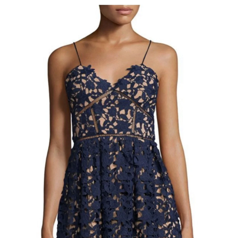 Self-Portrait Navy Lace Midi Dress - Picture 6 of 6